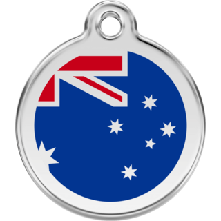 Red Dingo Australian Flag Tag - Lifetime Guarantee - Cat, Dog, Pet ID Tag Engraved