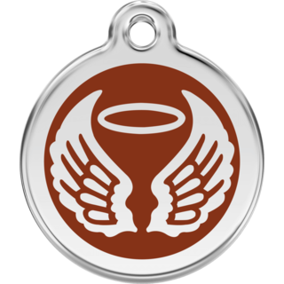 Red Dingo Enamel Angel Wings Tag - Brown- Lifetime Guarantee - Cat, Dog, Pet ID Tag Engraved