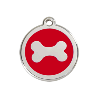 Red Dingo Bone Tag Red - Large - Lifetime Guarantee - Cat, Dog, Pet ID Tag Engraved