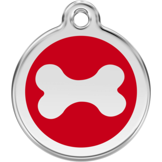 Red Dingo Bone Tag Red - Lifetime Guarantee - Cat, Dog, Pet ID Tag Engraved
