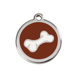 Red Dingo 2D Bone Tag Brown - Large - Lifetime Guarantee - Cat, Dog, Pet ID Tag Engraved