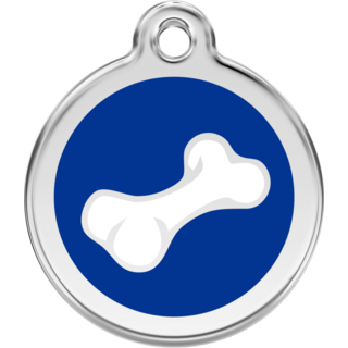 Red Dingo 2D Bone Tag Dark Blue - Lifetime Guarantee - Cat, Dog, Pet ID Tag Engraved