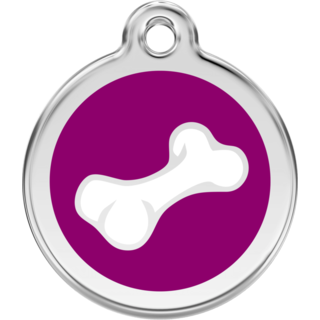 Red Dingo 2D Bone Tag Purple - Lifetime Guarantee - Cat, Dog, Pet ID Tag Engraved