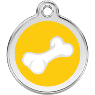 Red Dingo 2D Bone Tag Yellow - Lifetime Guarantee - Cat, Dog, Pet ID Tag Engraved
