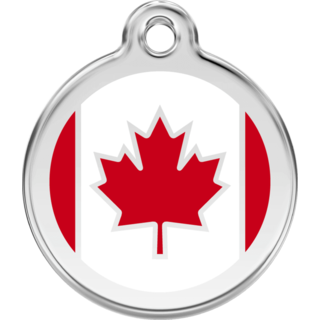 Red Dingo Canadian Flag Tag - Lifetime Guarantee - Cat, Dog, Pet ID Tag Engraved