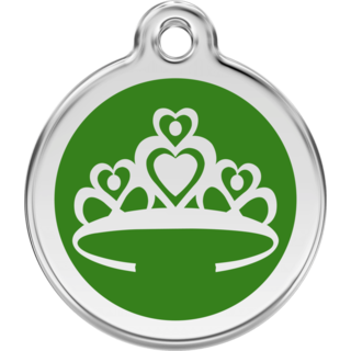 Red Dingo Enamel Crown Tag Green - Large - Lifetime Guarantee - Cat, Dog, Pet ID Tag Engraved