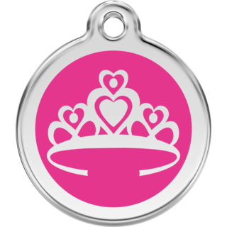 Red Dingo Enamel Crown Tag Hot Pink - Lifetime Guarantee - Cat, Dog, Pet ID Tag Engraved