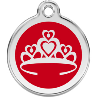 Red Dingo Enamel Crown Tag Red - Large - Lifetime Guarantee - Cat, Dog, Pet ID Tag Engraved