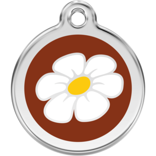 Red Dingo Daisy Tag - Large - Brown - Lifetime Guarantee - Cat, Dog, Pet ID Tag Engraved