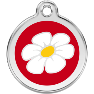 Red Dingo Daisy Tag - Red - Large - Lifetime Guarantee - Cat, Dog, Pet ID Tag Engraved