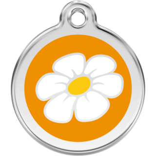 Red Dingo Enamel Daisy Tag - Yellow - Lifetime Guarantee - Cat, Dog, Pet ID Tag Engraved
