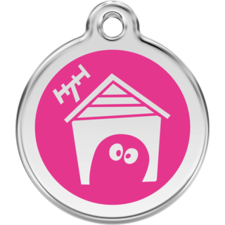 Red Dingo Dog House Tag - Hot Pink - Large - Lifetime Guarantee - Cat, Dog, Pet ID Tag Engraved