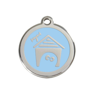 Red Dingo Dog House Tag - Light Blue - Large - Lifetime Guarantee - Cat, Dog, Pet ID Tag Engraved