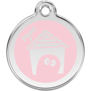 Red Dingo Dog Enamel House Tag - Light Pink - Lifetime Guarantee - Cat, Dog, Pet ID Tag Engraved