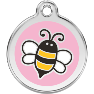 Red Dingo Bumble Bee Pink Tag - Lifetime Guarantee - Cat, Dog, Pet ID Tag Engraved