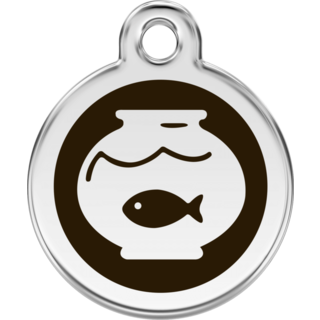 Red Dingo Fish Bowl Tag Black - Small - Lifetime Guarantee - Cat, Dog, Pet ID Tag Engraved