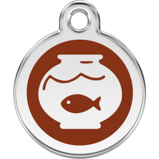 Red Dingo Enamel Fish Bowl Tag - Brown - Lifetime Guarantee - Cat, Dog, Pet ID Tag Engraved