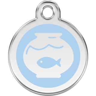 Red Dingo Enamel Fish Bowl Tag - Light Blue - Lifetime Guarantee - Cat, Dog, Pet ID Tag Engraved