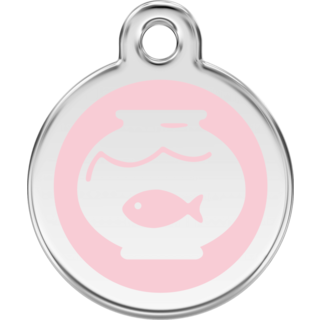 Red Dingo Enamel Fish Bowl Tag - Light Pink - Lifetime Guarantee - Cat, Dog, Pet ID Tag Engraved