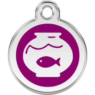 Red Dingo Fish Bowl Tag - Purple - Small - Lifetime Guarantee - Cat, Dog, Pet ID Tag Engraved