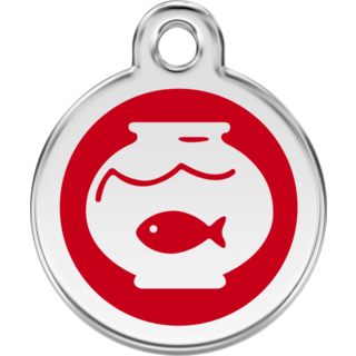 Red Dingo Enamel Fish Bowl Tag - Red - Lifetime Guarantee - Cat, Dog, Pet ID Tag Engraved
