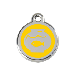 Red Dingo Fish Bowl Tag - Yellow - Small - Lifetime Guarantee - Cat, Dog, Pet ID Tag Engraved