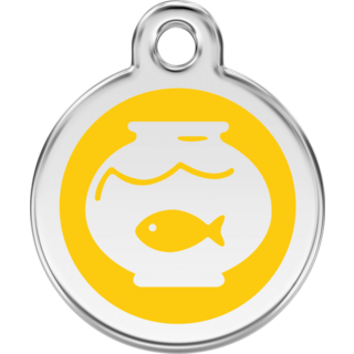 Red Dingo Enamel Fish Bowl Tag - Yellow - Lifetime Guarantee - Cat, Dog, Pet ID Tag Engraved