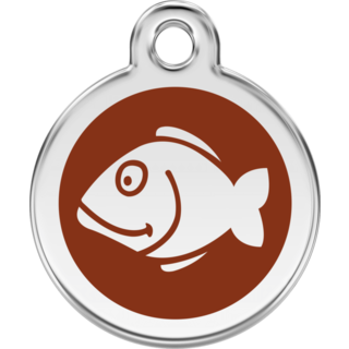 Red Dingo Enamel Fish Tag - Brown - Lifetime Guarantee - Small