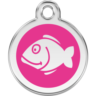 Red Dingo Enamel Fish Tag - Hot Pink - Lifetime Guarantee - Small