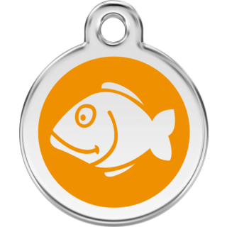 Red Dingo Enamel Fish Tag - Orange - Lifetime Guarantee - Small