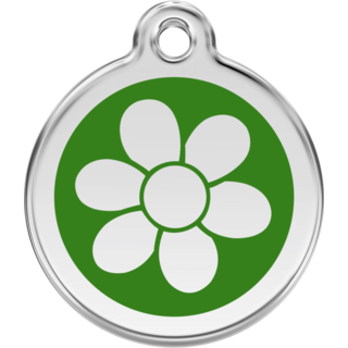 Red Dingo Flower Green Tag - Lifetime Guarantee - Cat, Dog, Pet ID Tag Engraved