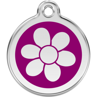 Red Dingo Flower Purple Tag - Lifetime Guarantee - Cat, Dog, Pet ID Tag Engraved
