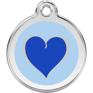 Red Dingo Enamel Blue/Light Blue Heart Tag - Lifetime Guarantee - Cat, Dog, Pet ID Tag Engraved