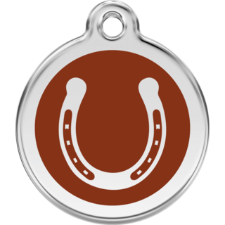 Red Dingo Horse Shoe Brown Tag - Lifetime Guarantee - Cat, Dog, Pet ID Tag Engraved