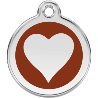 Red Dingo Enamel Brown Heart Tag - Lifetime Guarantee - Cat, Dog, Pet ID Tag Engraved