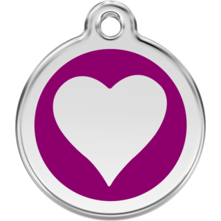 Red Dingo Enamel Purple Heart Tag - Lifetime Guarantee - Cat, Dog, Pet ID Tag Engraved