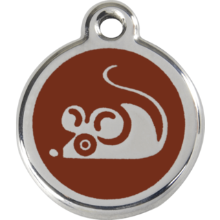 Red Dingo Enamel Mouse Tag - Brown - Lifetime Guarantee - Cat, Dog, Pet ID Tag Engraved