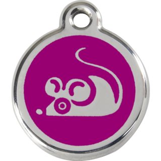 Red Dingo Mouse Tag - Purple - Small - Lifetime Guarantee - Cat, Dog, Pet ID Tag Engraved