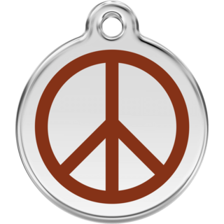 Red Dingo Peace Brown Tag - Lifetime Guarantee - Cat, Dog, Pet ID Tag Engraved