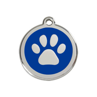 Red Dingo Paw Print Tag Dark Blue - Large - Lifetime Guarantee - Cat, Dog, Pet ID Tag Engraved