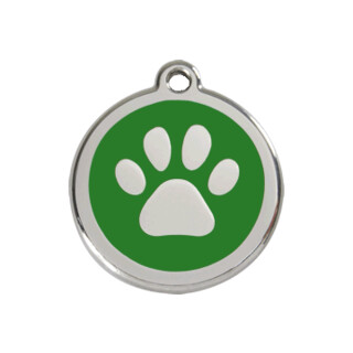 Red Dingo Paw Print Tag Green - Large - Lifetime Guarantee - Cat, Dog, Pet ID Tag Engraved