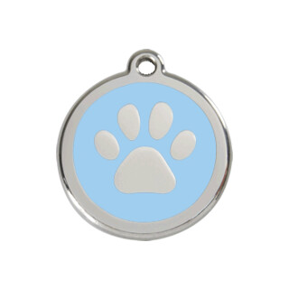 Red Dingo Paw Print Tag Light Blue - Large - Lifetime Guarantee - Cat, Dog, Pet ID Tag Engraved