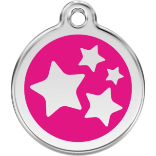 Red Dingo Stars Hot Pink Tag - Lifetime Guarantee - Cat, Dog, Pet ID Tag Engraved