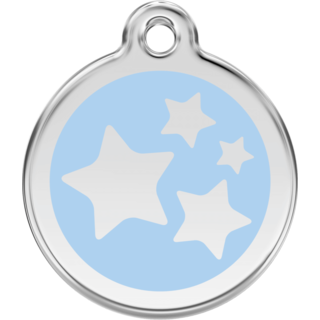 Red Dingo Stars Light Blue Tag - Lifetime Guarantee - Cat, Dog, Pet ID Tag Engraved