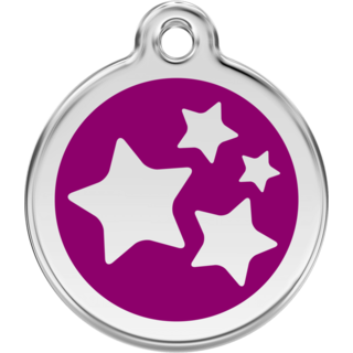 Red Dingo Stars Purple Tag - Lifetime Guarantee - Cat, Dog, Pet ID Tag Engraved