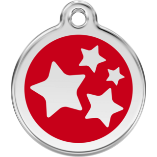Red Dingo Stars Red Tag - Lifetime Guarantee - Cat, Dog, Pet ID Tag Engraved