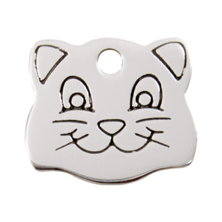 Red Dingo Stainless Steel Cat Face Tag - Lifetime Guarantee - Small
