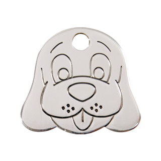 Red Dingo Stainless Steel Dog Face Tag - Large - Lifetime Guarantee - Cat, Dog, Pet ID Tag Engraved