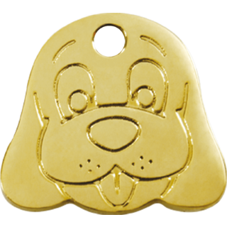 Red Dingo Brass Dog Face Tag - Large - Lifetime Guarantee - Cat, Dog, Pet ID Tag Engraved