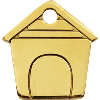 Red Dingo Brass Dog House Tag - Large - Lifetime Guarantee - Cat, Dog, Pet ID Tag Engraved